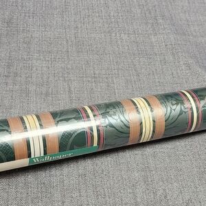 Village Decorative Vinyl 56 Square Foot Dark Green Floral Wallpaper
